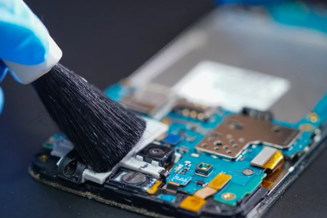 Desoxidacao de placa de celular limpeza em placa de celular