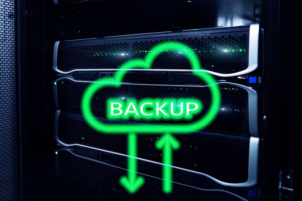 Backup button modern server room background data loss prevention system recovery 161452 8978
