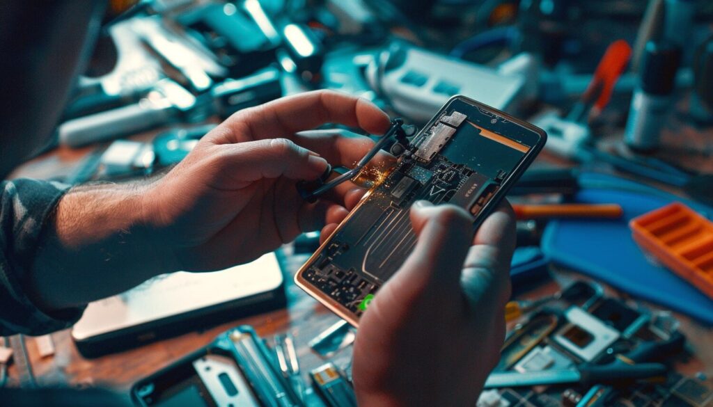 Specialist repairing smartphone 752325 24889 Specialist repairing smartphone 752325 24889